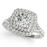 Lab Grown Diamond Double Halo Round Split-Shank Engagement Ring