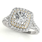 Natural Diamond Double Halo Round Split-Shank Engagement Ring