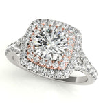 Natural Diamond Double Halo Round Split-Shank Engagement Ring