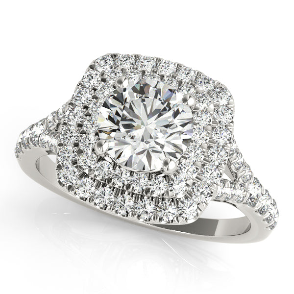 Lab Grown Diamond Double Halo Round Split-Shank Engagement Ring
