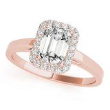 Natural Diamond Halo Emerald Cut Engagement Ring