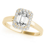 Natural Diamond Halo Emerald Cut Engagement Ring