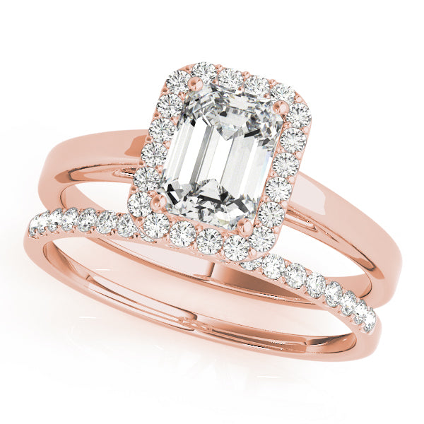 Lab Grown Halo Emerald Cut Engagement Ring