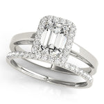 Lab Grown Halo Emerald Cut Engagement Ring