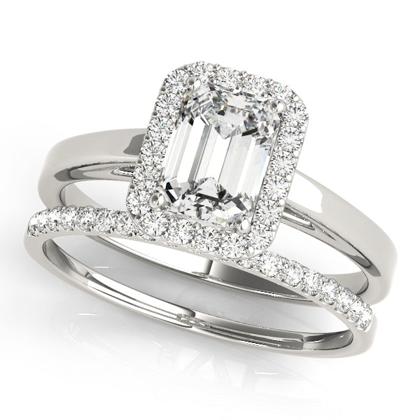 Halo Emerald Cut Engagement Ring