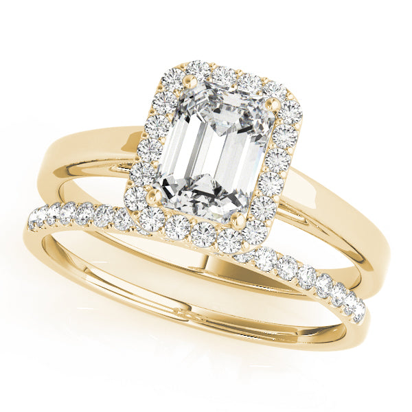 Lab Grown Halo Emerald Cut Engagement Ring