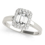Natural Diamond Halo Emerald Cut Engagement Ring