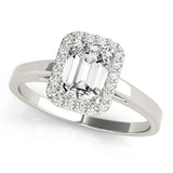 Natural Diamond Halo Emerald Cut Engagement Ring