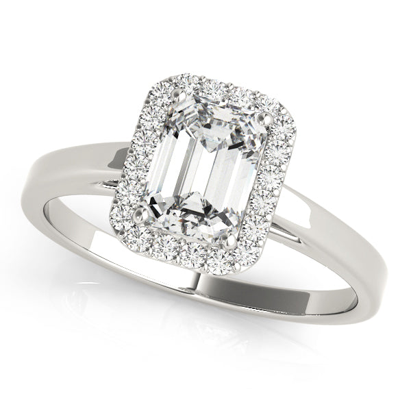 Natural Diamond Halo Emerald Cut Engagement Ring