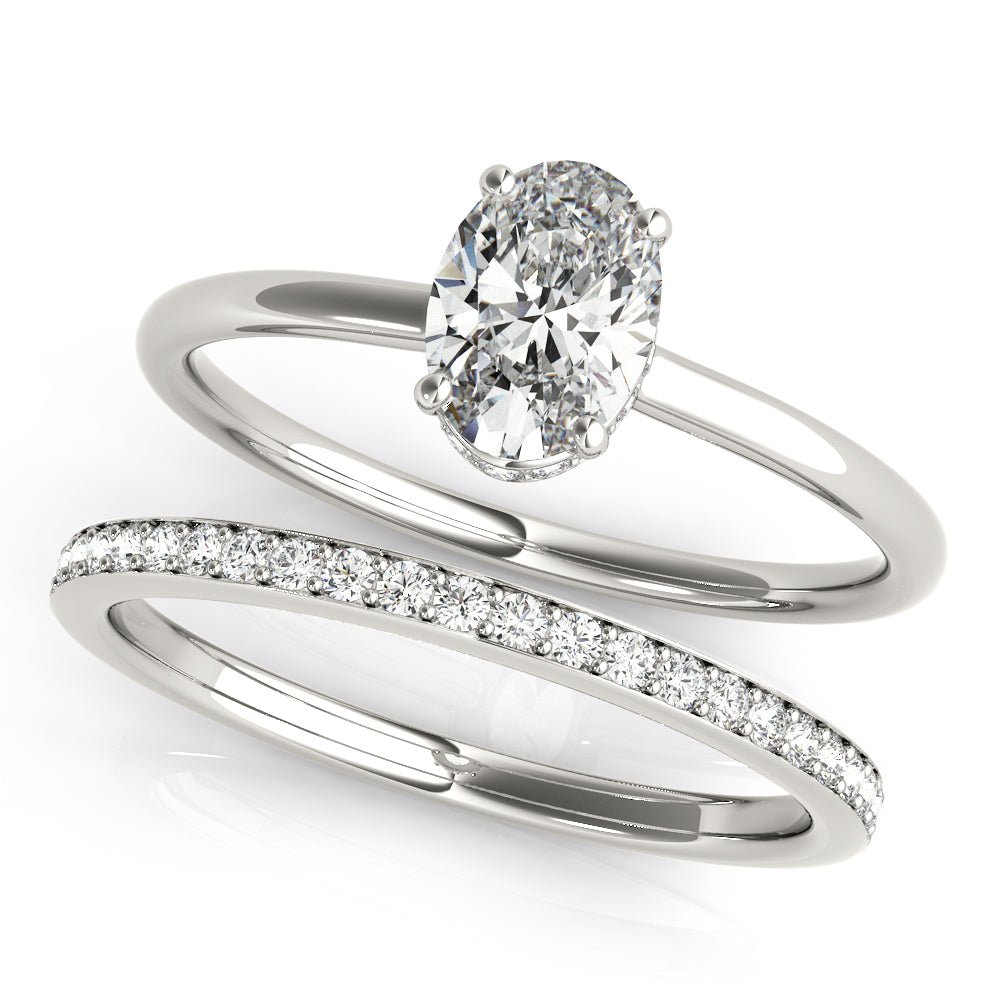 Lab Grown Hidden Halo Oval Engagement Ring