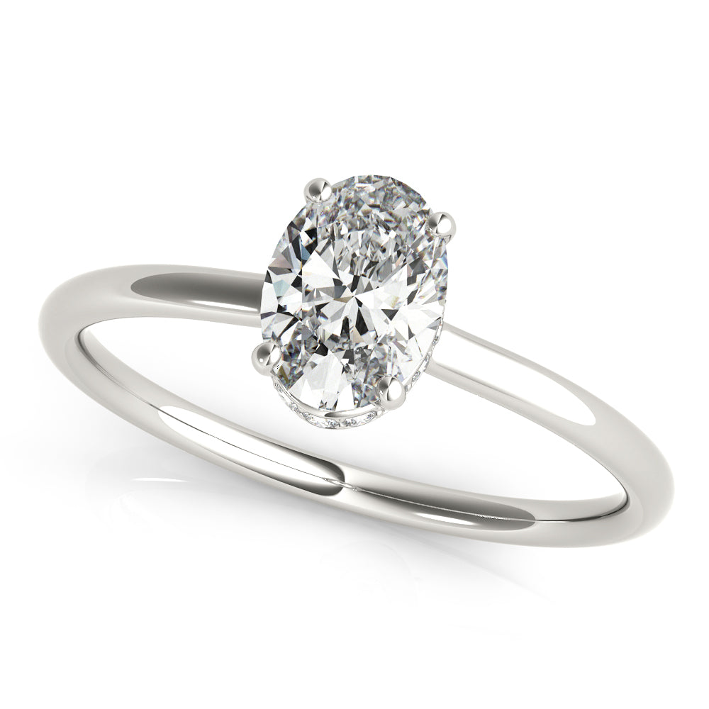 Natural Diamond Hidden Halo Oval Engagement Ring