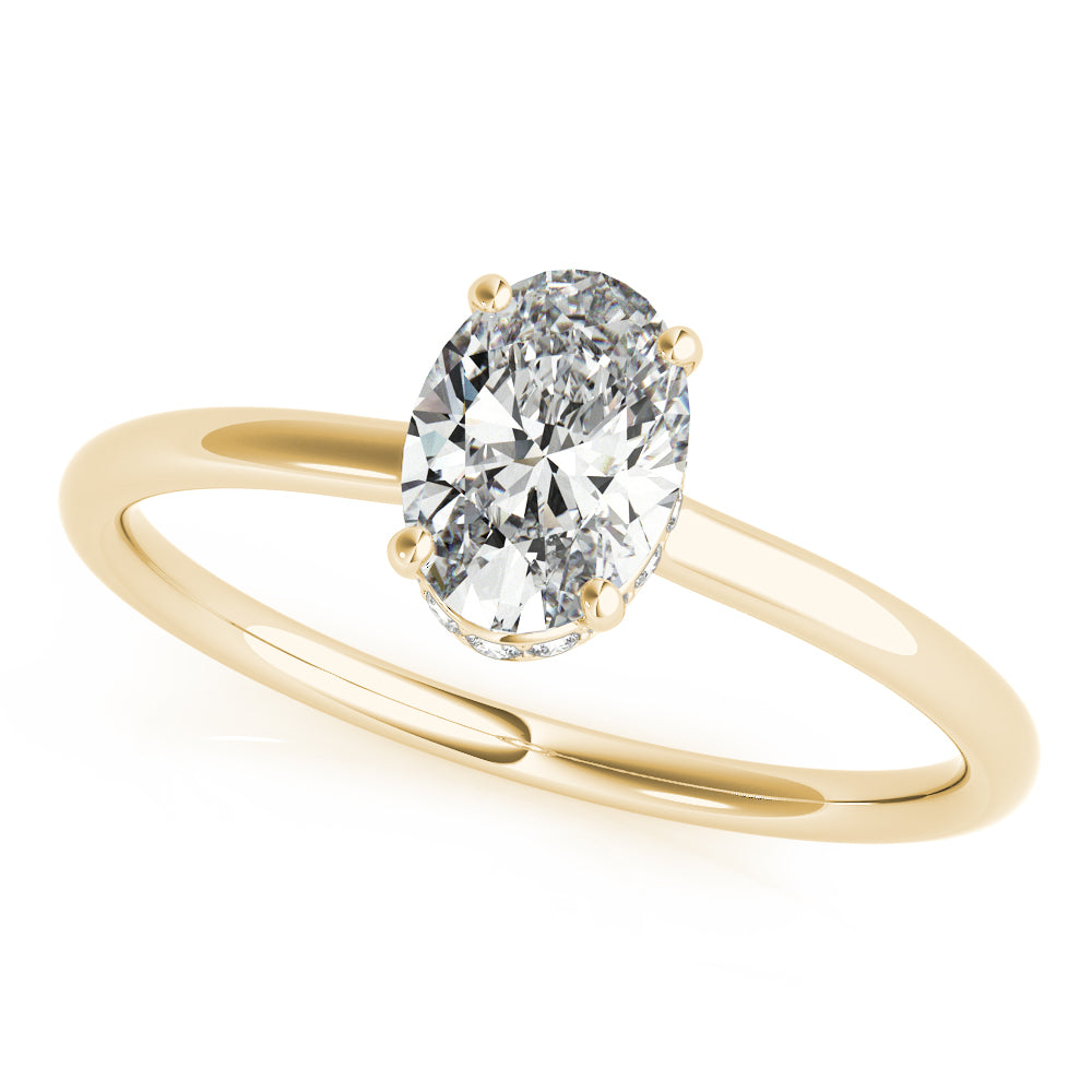 Natural Diamond Hidden Halo Oval Engagement Ring