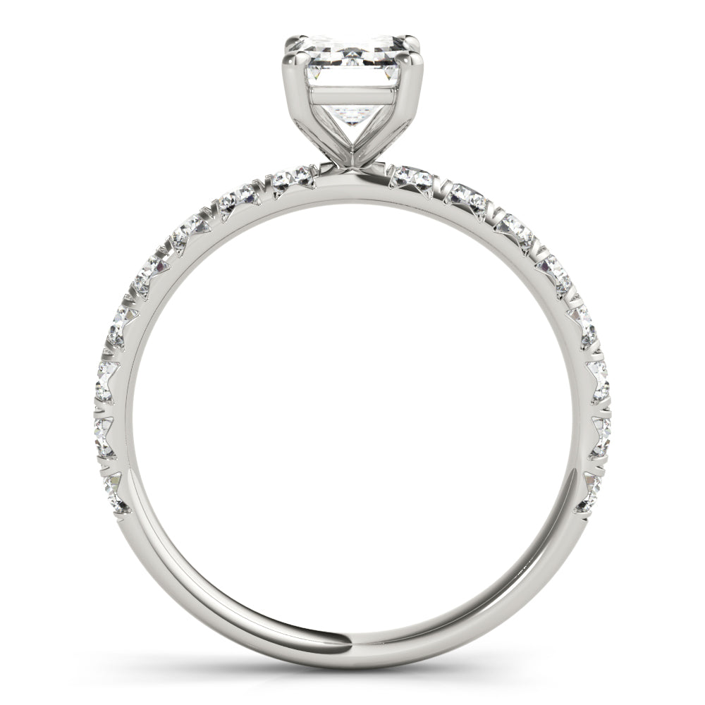 Lab Grown Emerald Cut Split Prong Engagement Ring