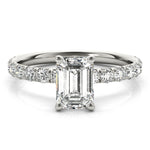 Lab Grown Emerald Cut Split Prong Engagement Ring