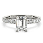Lab Grown Emerald Cut Split Prong Engagement Ring