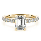 Emerald Cut Split Prong Engagement Ring
