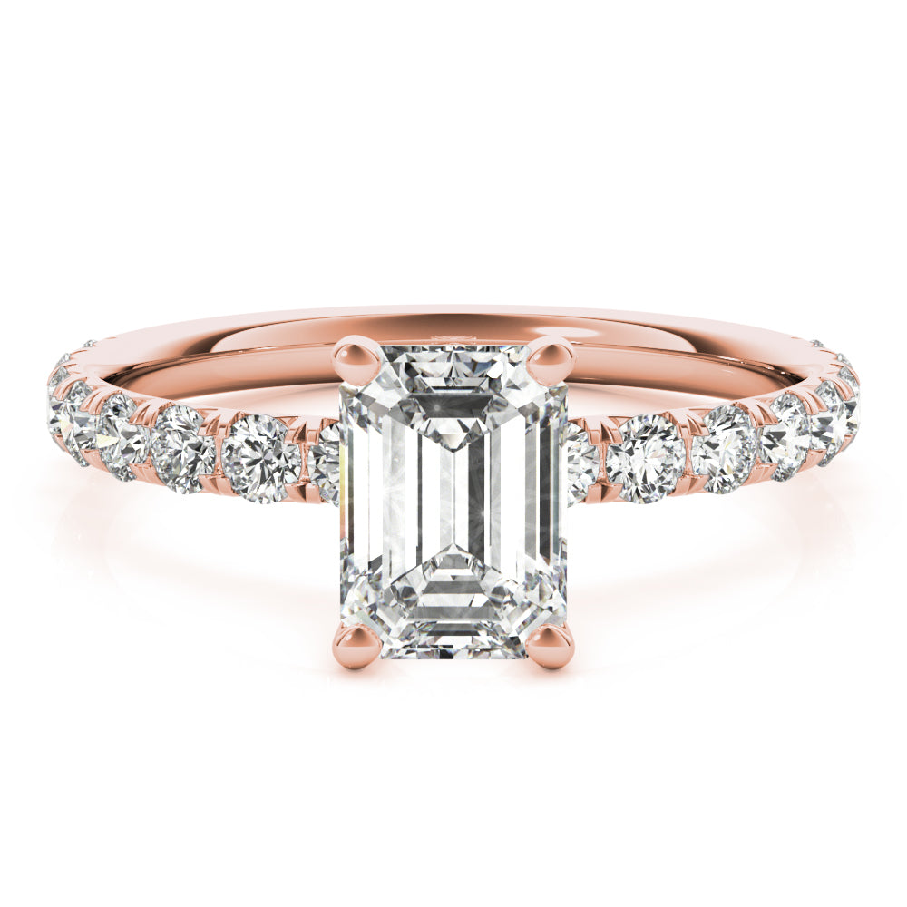 Emerald Cut Split Prong Engagement Ring
