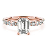 Emerald Cut Split Prong Engagement Ring