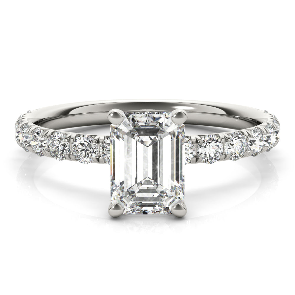 Emerald Cut Split Prong Engagement Ring