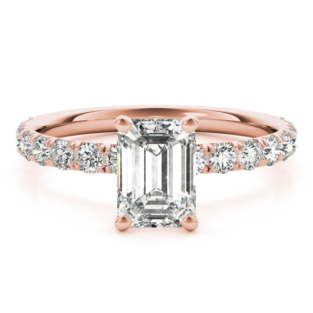 Emerald Cut Split Prong Engagement Ring