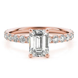 Emerald Cut Split Prong Engagement Ring