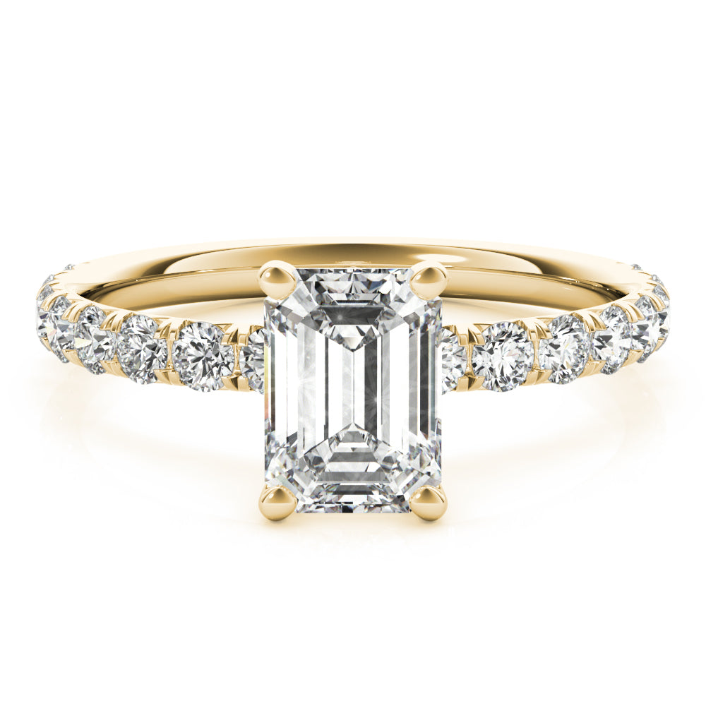 Emerald Cut Split Prong Engagement Ring