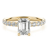 Emerald Cut Split Prong Engagement Ring