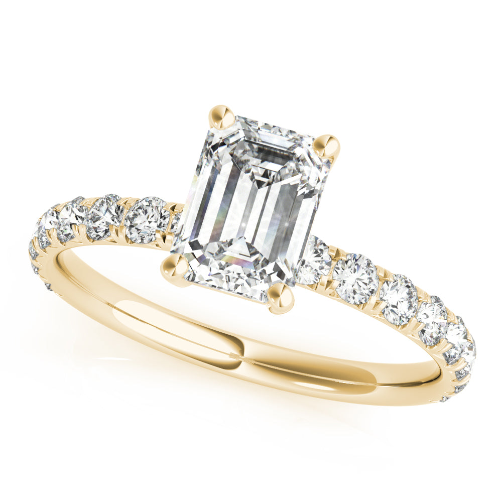 Emerald Cut Split Prong Engagement Ring