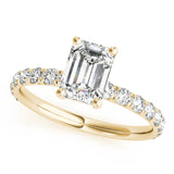 Emerald Cut Split Prong Engagement Ring