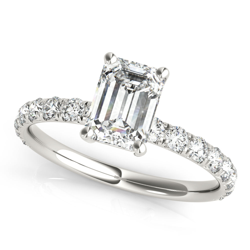 Emerald Cut Split Prong Engagement Ring