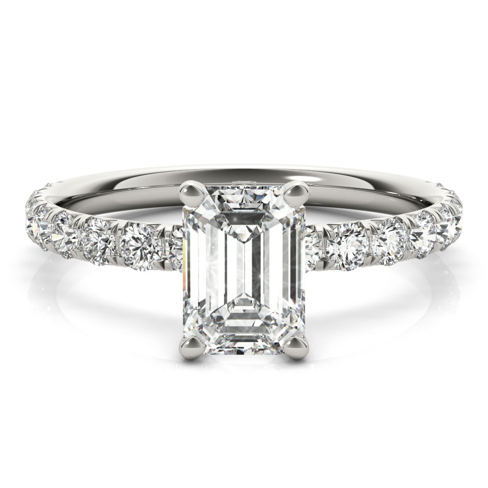 Emerald Cut Split Prong Engagement Ring