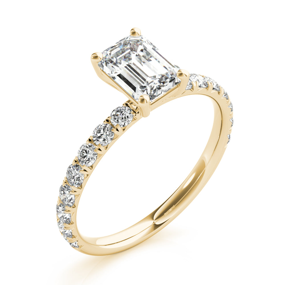 Emerald Cut Split Prong Engagement Ring