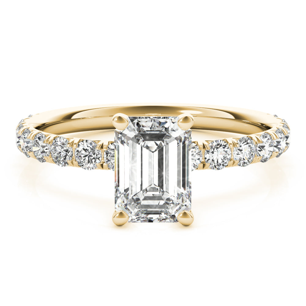 Emerald Cut Split Prong Engagement Ring