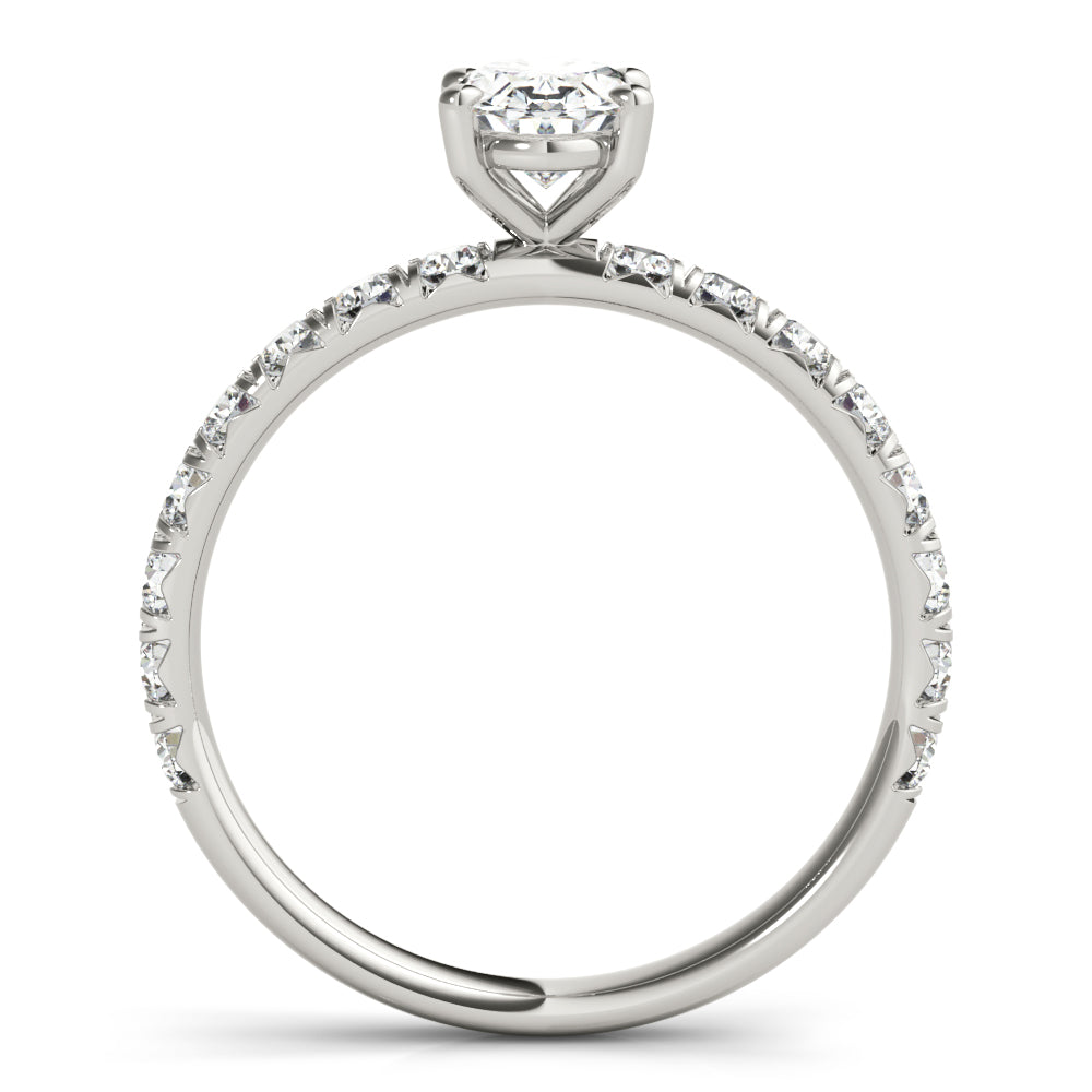 Lab Grown Oval Single Row Engagement Ring