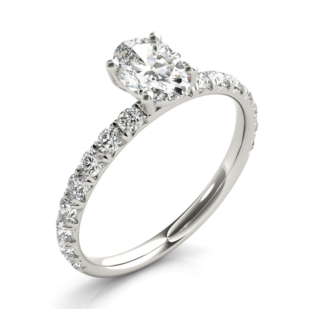Lab Grown Oval Single Row Engagement Ring