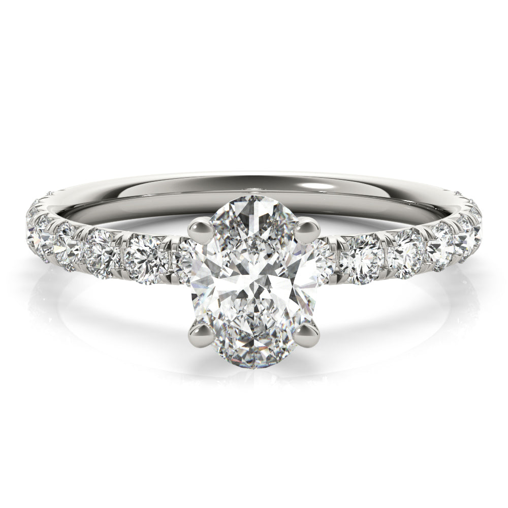 Lab Grown Oval Single Row Engagement Ring