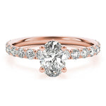 Lab Grown Oval Single Row Engagement Ring
