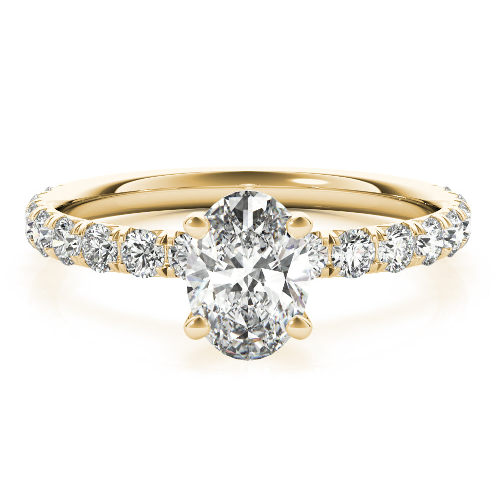 Lab Grown Oval Single Row Engagement Ring