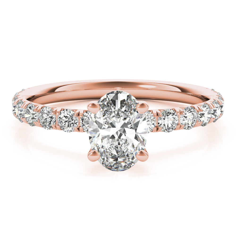 Lab Grown Oval Single Row Engagement Ring
