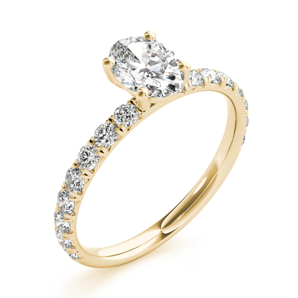 Lab Grown Oval Single Row Engagement Ring