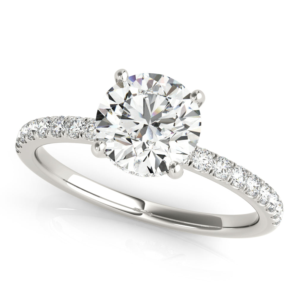 Lab Grown Diamond Round Hidden Halo Engagement Ring