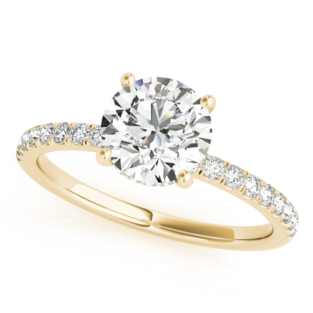 Natural Diamond Round Hidden Halo Engagement Ring