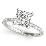Lab Grown Diamond Princess Cut Hidden Halo Engagement Ring