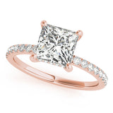 Natural Diamond Princess Cut Hidden Halo Engagement Ring