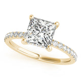 Lab Grown Diamond Princess Cut Hidden Halo Engagement Ring