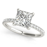 Natural Diamond Princess Cut Hidden Halo Engagement Ring