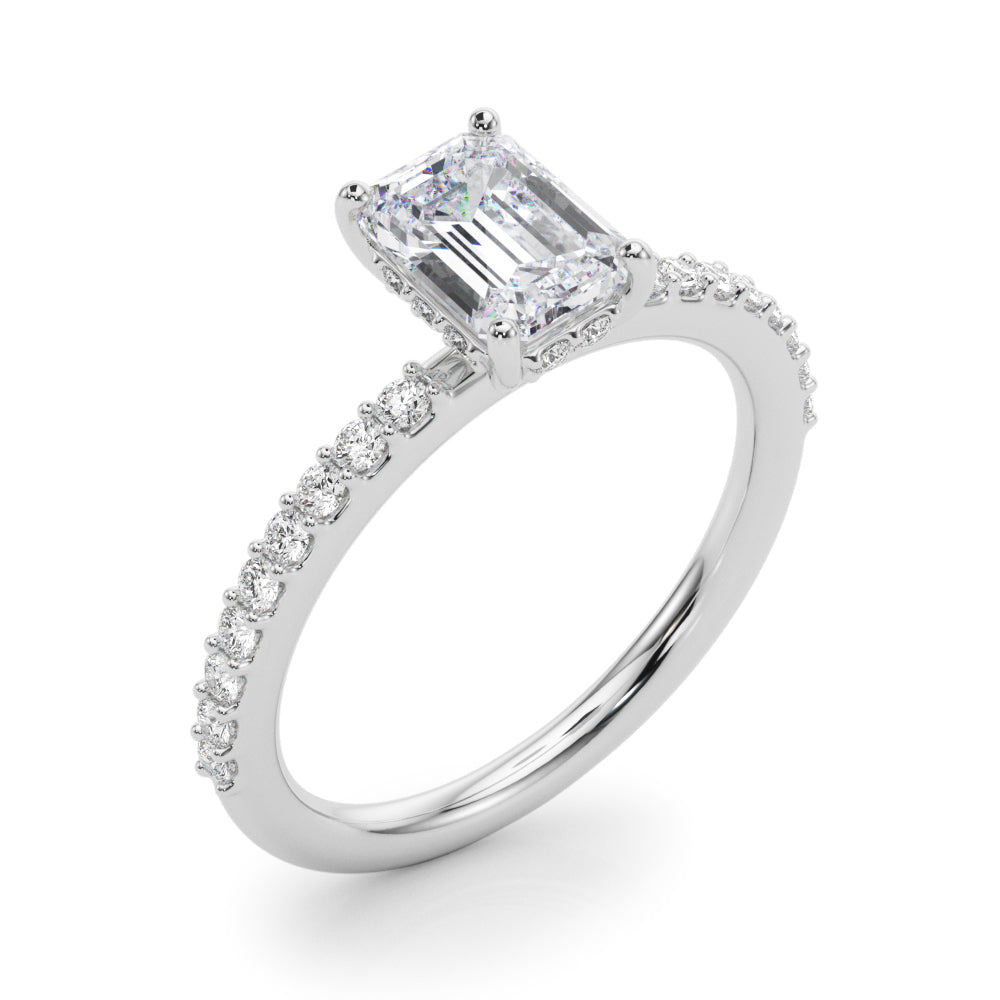 Hidden Halo Emerald Cut Engagement Ring