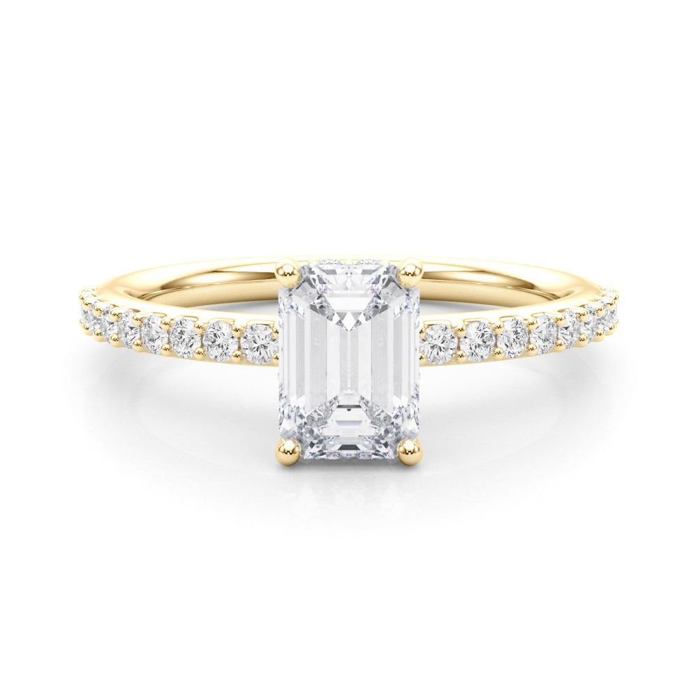 Hidden Halo Emerald Cut Engagement Ring