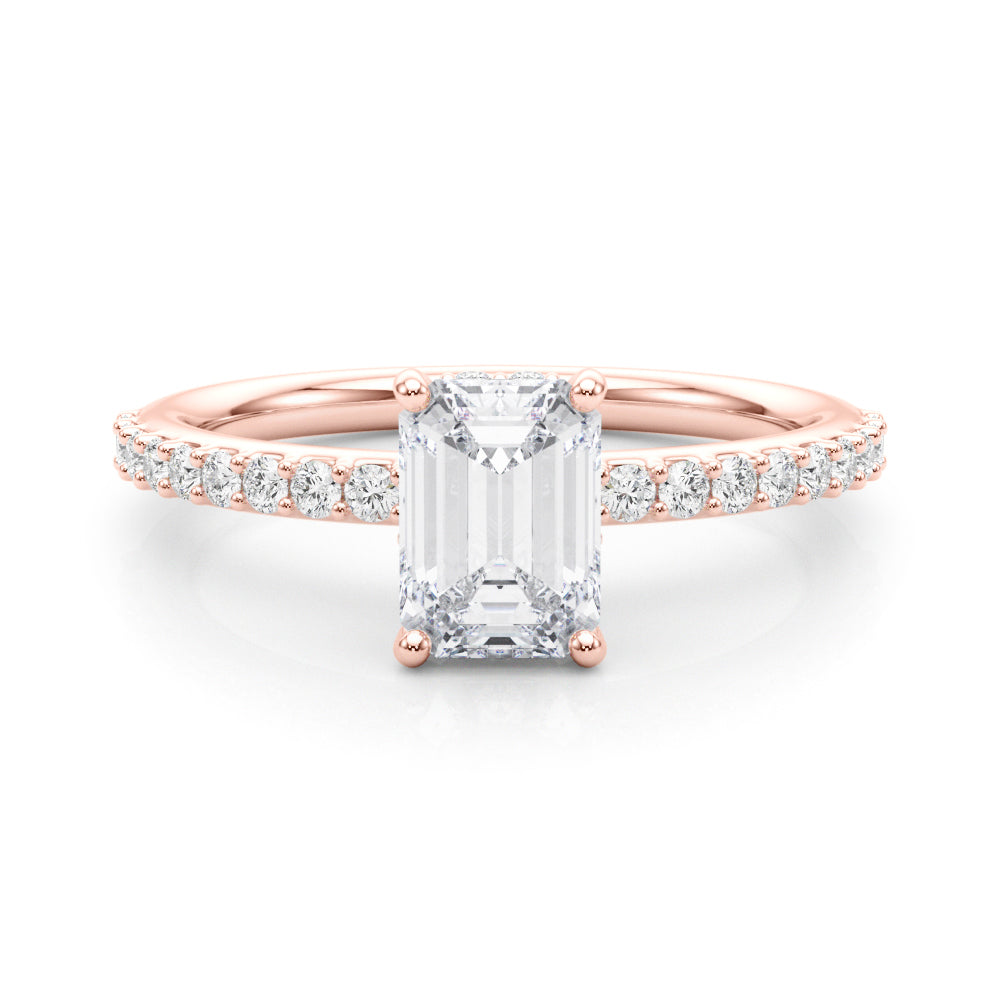 Hidden Halo Emerald Cut Engagement Ring