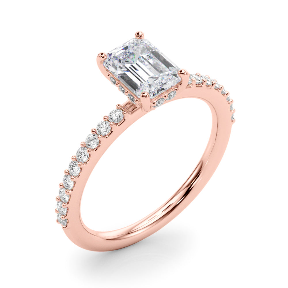 Hidden Halo Emerald Cut Engagement Ring